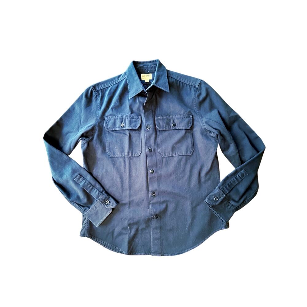Todd Snyder Cotton Work Shirt Medium Navy Blue Long Sleeve Button Up